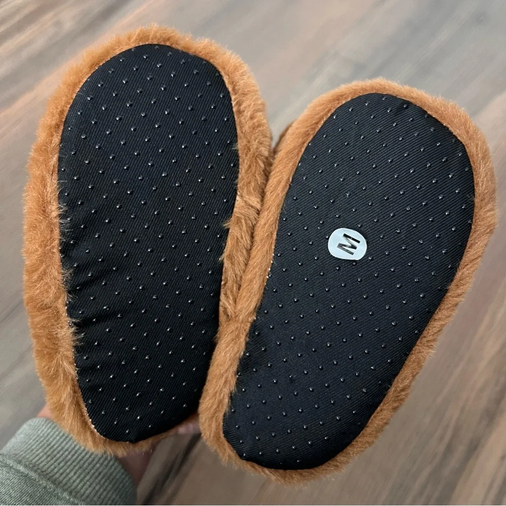 NWOT Olivia & Kate Toddler Brown Fuzzy Bunny Slippers Size Medium 8/9